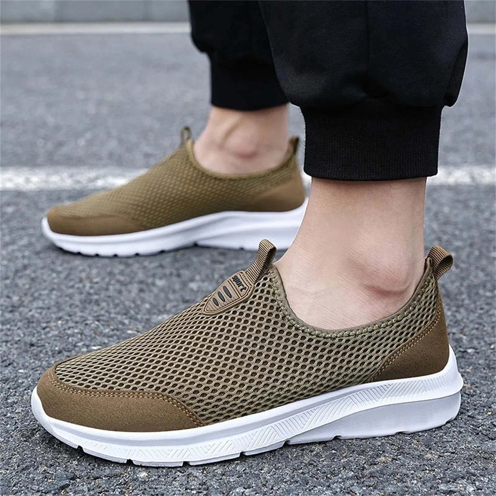 Shoes Men Workout Sneakers Casual Mens Shoes Khaki 46