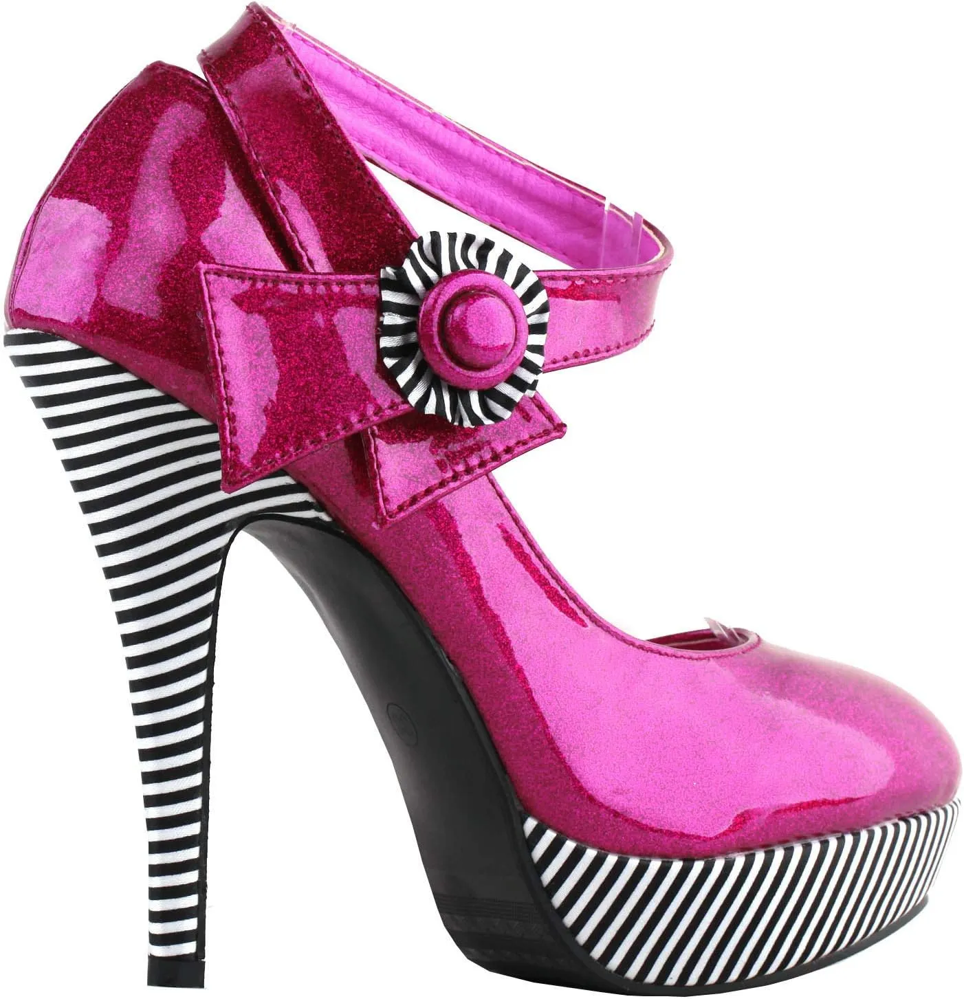 SHOW STORY Sexy Flower Ankle Strap Stripe Stiletto Platform Pumps Shoes,LF30404