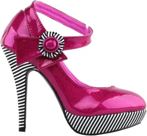 SHOW STORY Sexy Flower Ankle Strap Stripe Stiletto Platform Pumps Shoes,LF30404