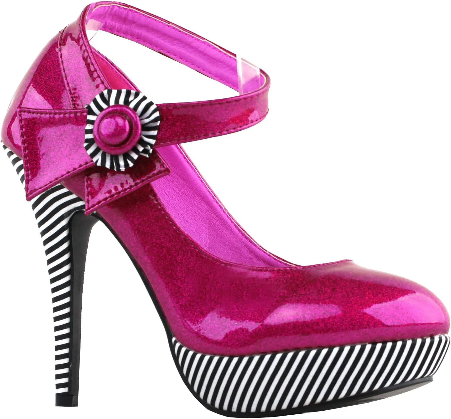 SHOW STORY Sexy Flower Ankle Strap Stripe Stiletto Platform Pumps Shoes,LF30404