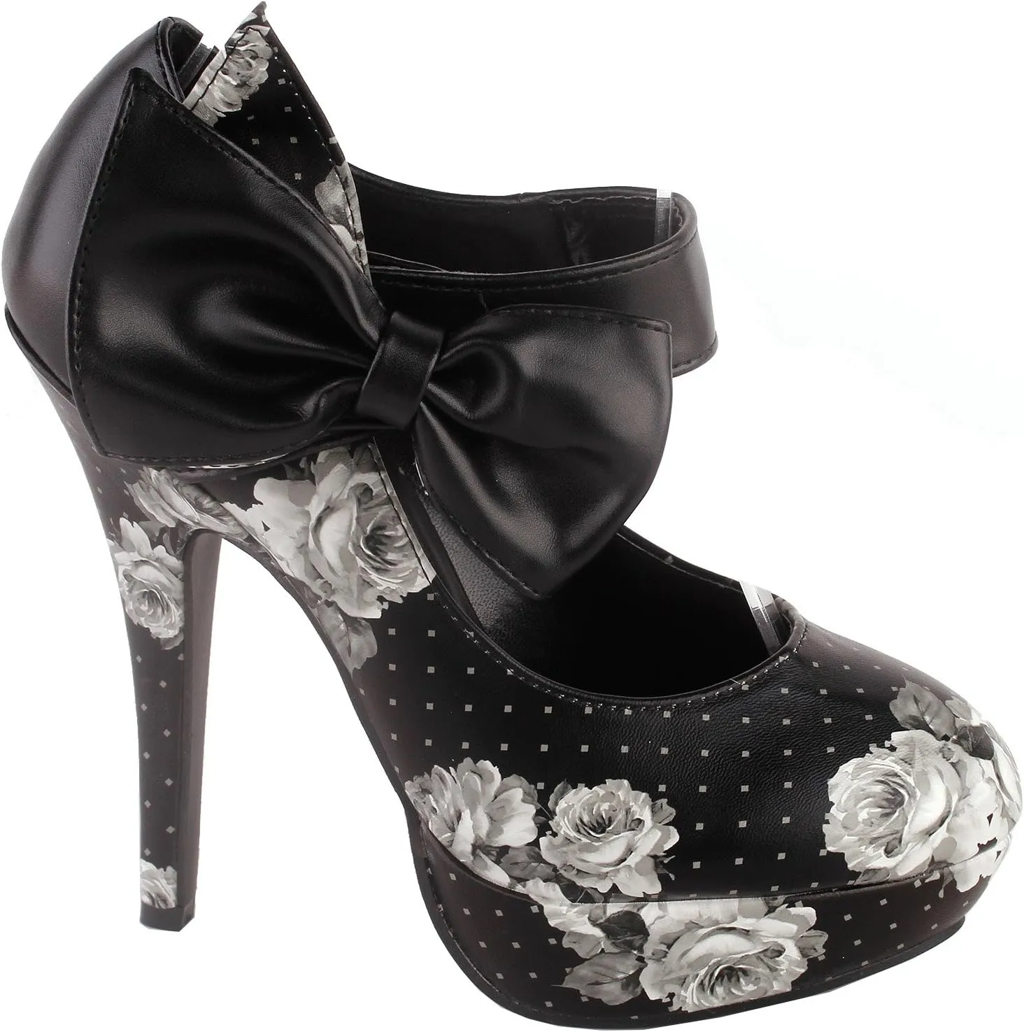 SHOW STORY Sexy Ladies Bow Ankle Strap Stiletto Platform Pumps Shoes,LF30412