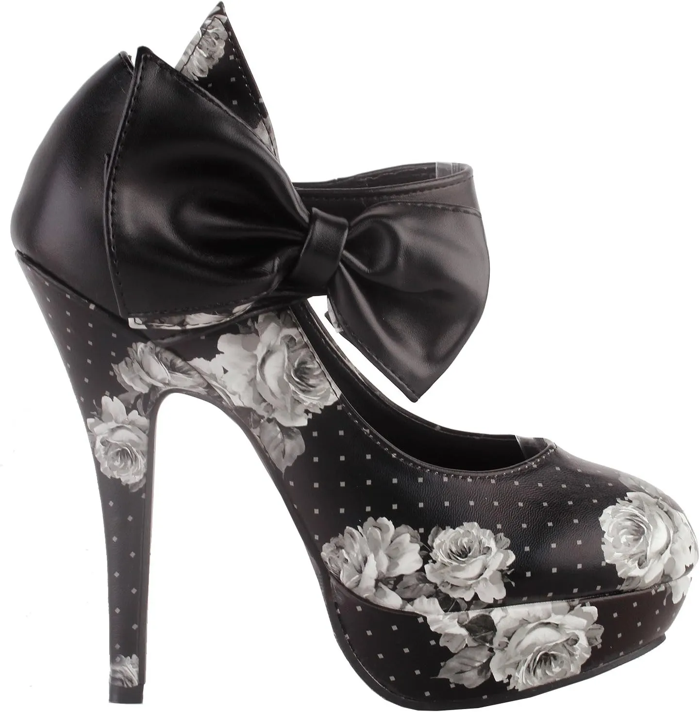 SHOW STORY Sexy Ladies Bow Ankle Strap Stiletto Platform Pumps Shoes,LF30412