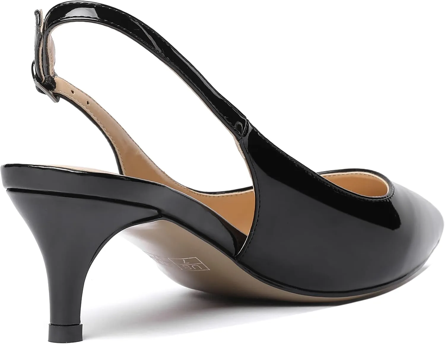 SHOWFOREST Women's Sexy Patent Dating Slingback Pointed Toe Slip On Kitten Low Heel Pumps Shoes 2 Inch