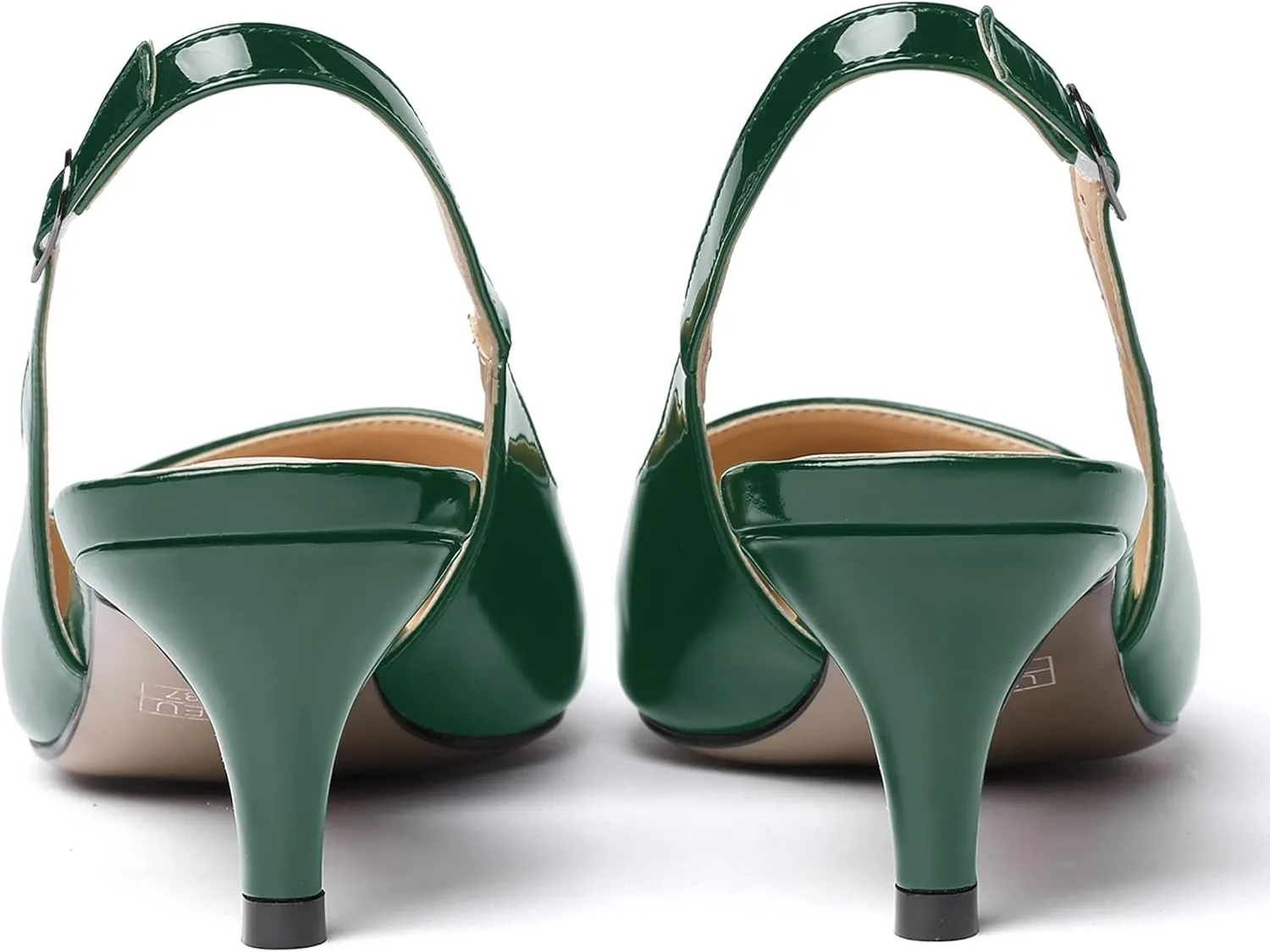 SHOWFOREST Women's Sexy Patent Dating Slingback Pointed Toe Slip On Kitten Low Heel Pumps Shoes 2 Inch