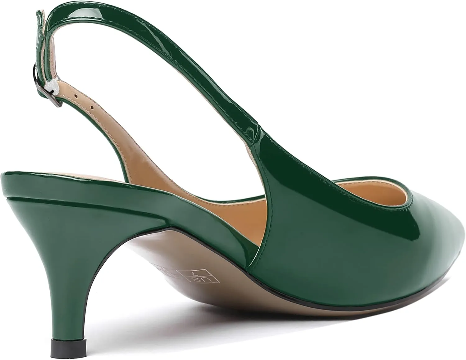 SHOWFOREST Women's Sexy Patent Dating Slingback Pointed Toe Slip On Kitten Low Heel Pumps Shoes 2 Inch