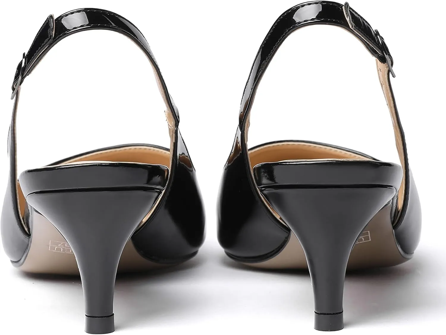 SHOWFOREST Women's Sexy Patent Dating Slingback Pointed Toe Slip On Kitten Low Heel Pumps Shoes 2 Inch