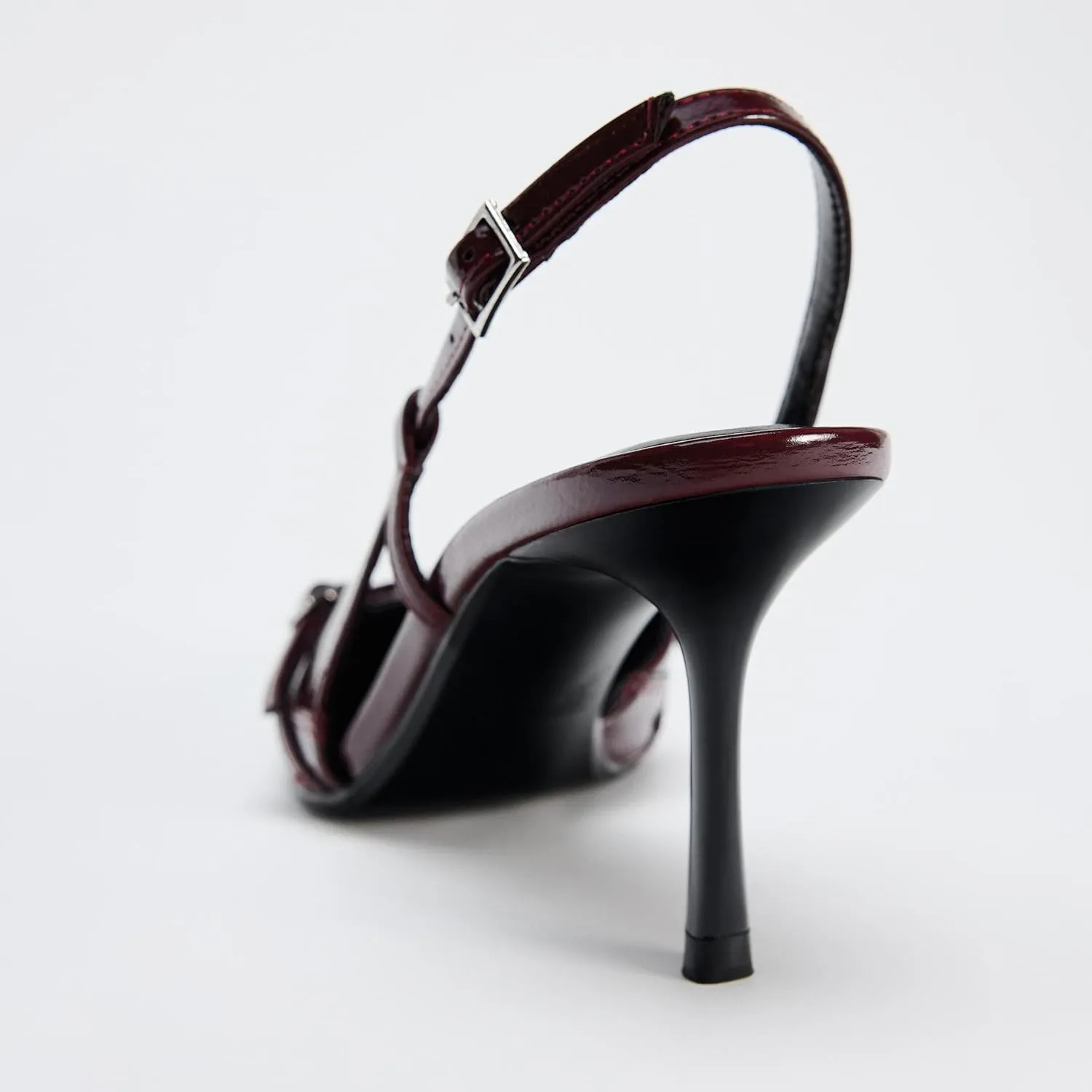 Slingback Heels for Women Closed Pointed Toe Kitten Dress Pumps with Buckle Straps Stiletto Work High Heels Denim Heeled Sandal