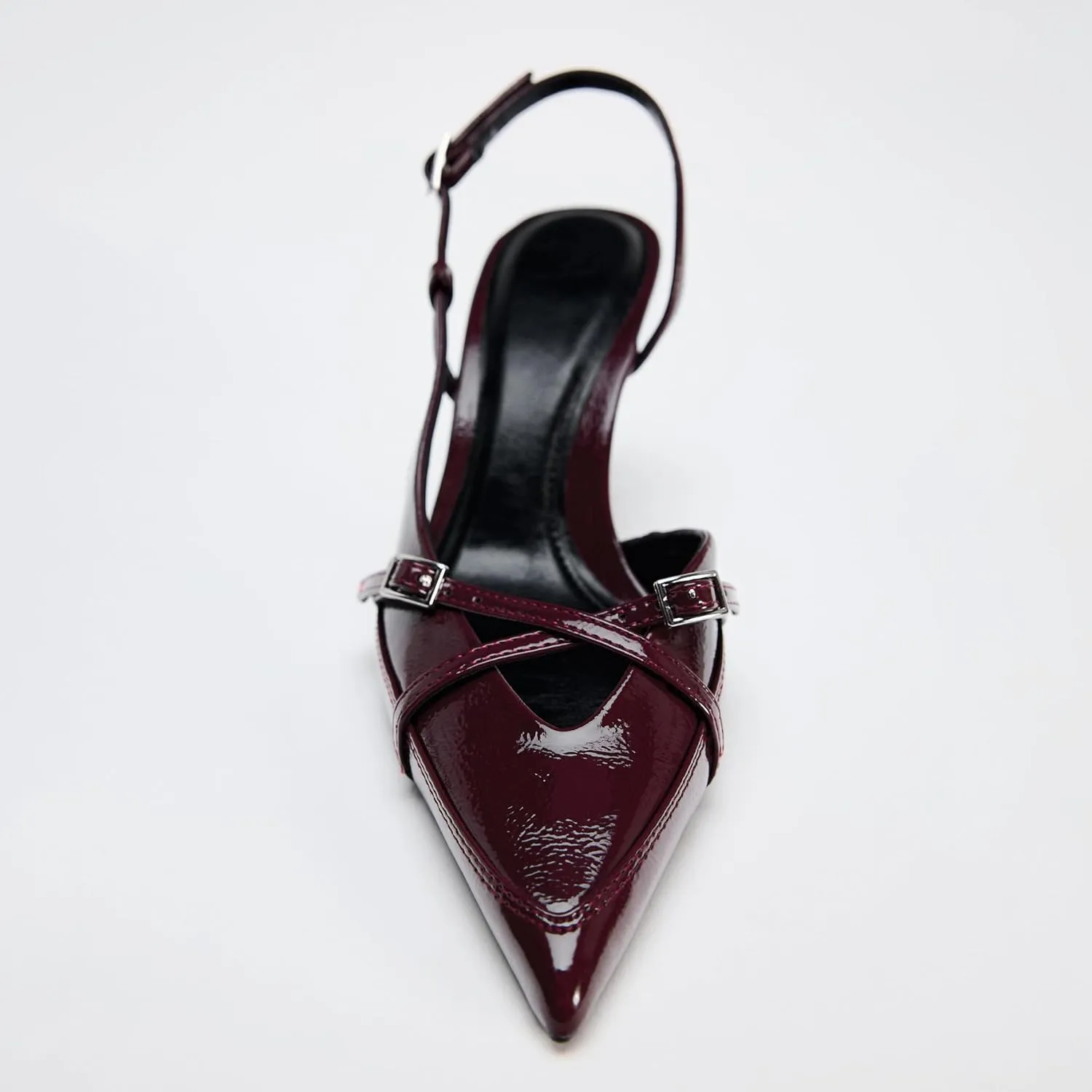Slingback Heels for Women Closed Pointed Toe Kitten Dress Pumps with Buckle Straps Stiletto Work High Heels Denim Heeled Sandal