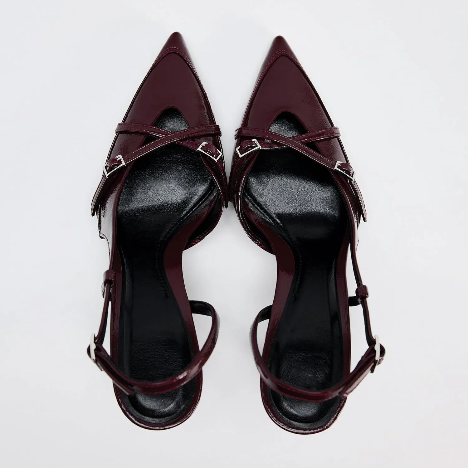 Slingback Heels for Women Closed Pointed Toe Kitten Dress Pumps with Buckle Straps Stiletto Work High Heels Denim Heeled Sandal