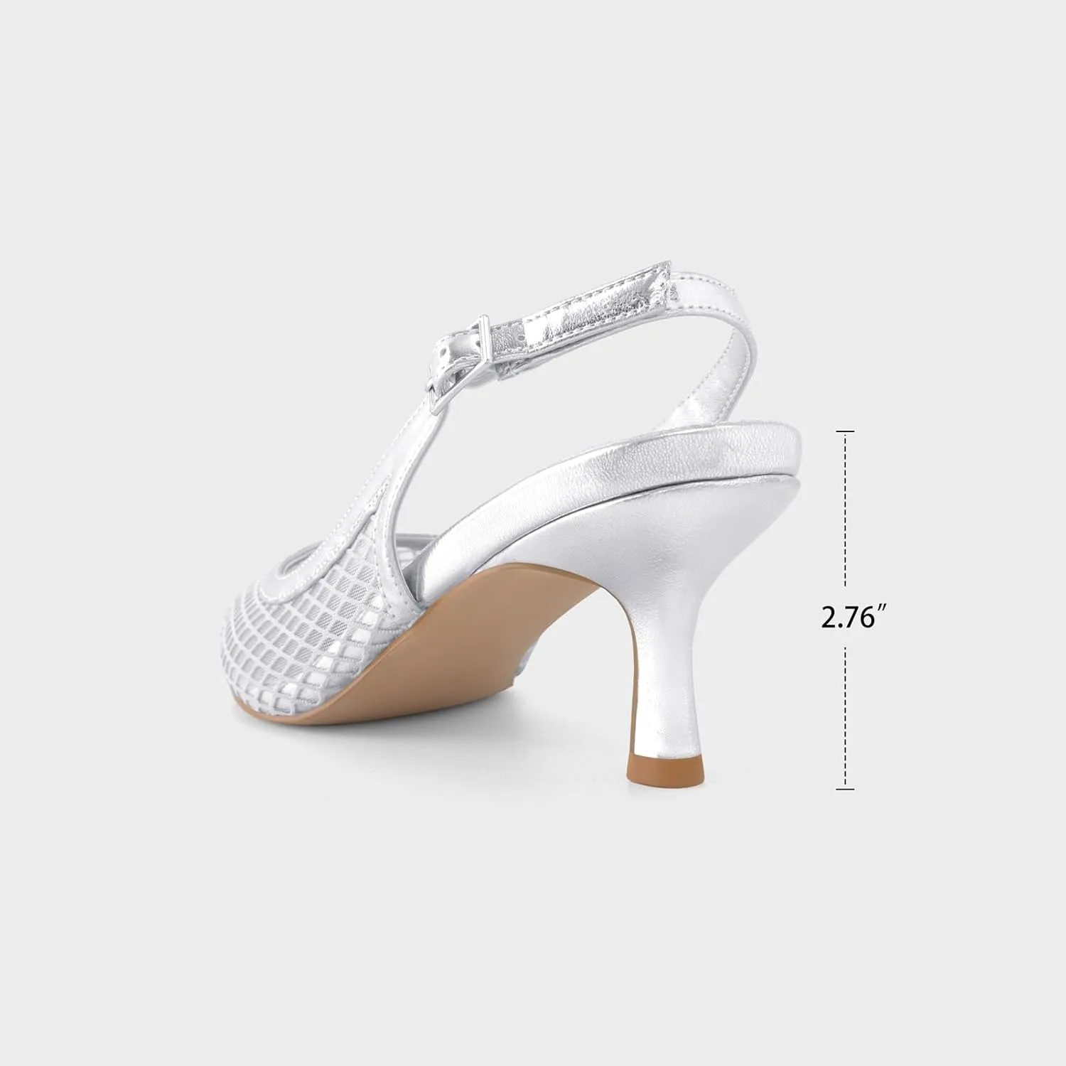 Slingback Heels for Women Kitten Heels Mesh Gauze Pumps Pointed Toe Stiletto Sandals Wedding Dress Shoes