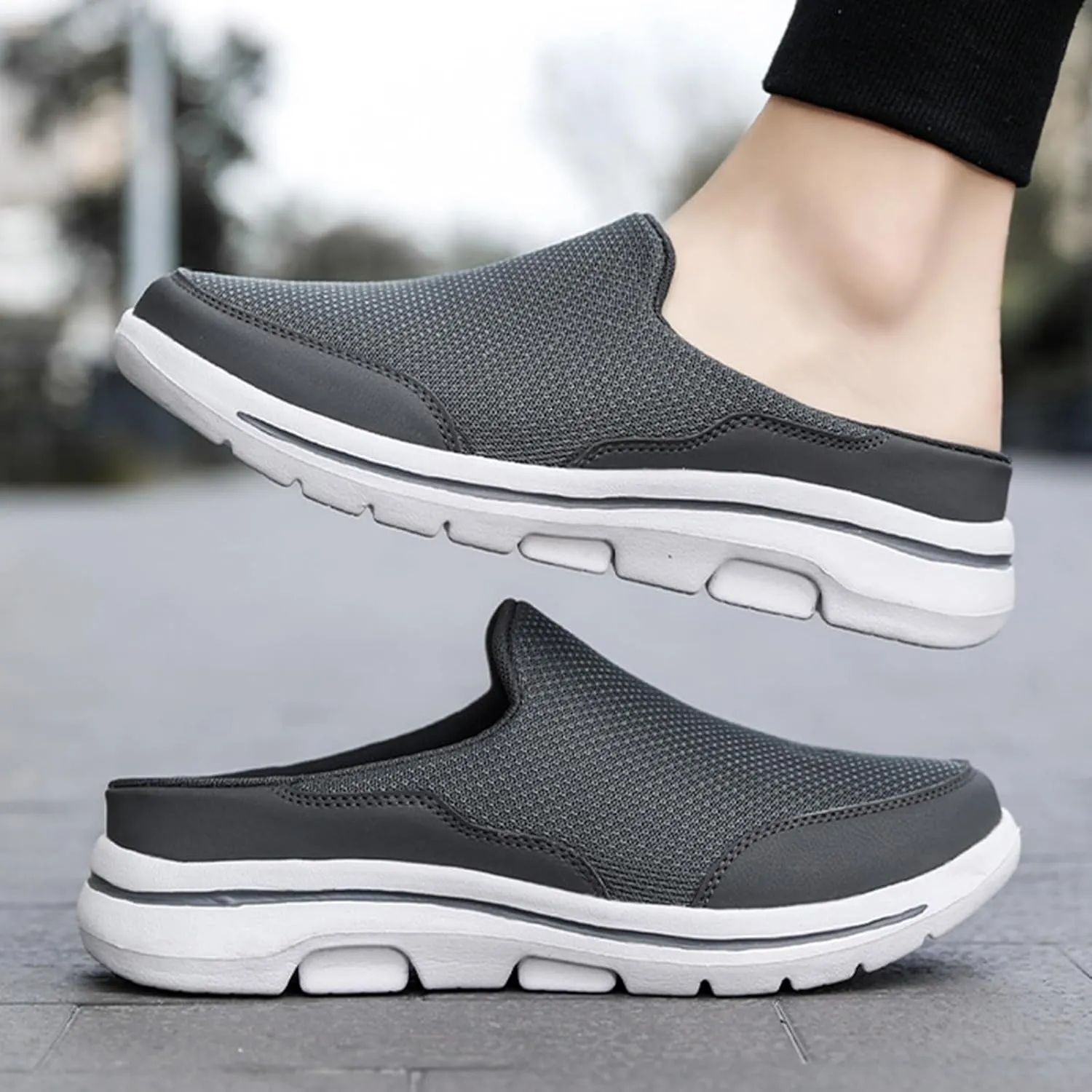 Slip On Mules & Clogs for Womens Summer Lightweight Open Back Walking Shoes Casual Breathable Mesh Closed Toe Slides Fashion Comfortable Color Block Slippers