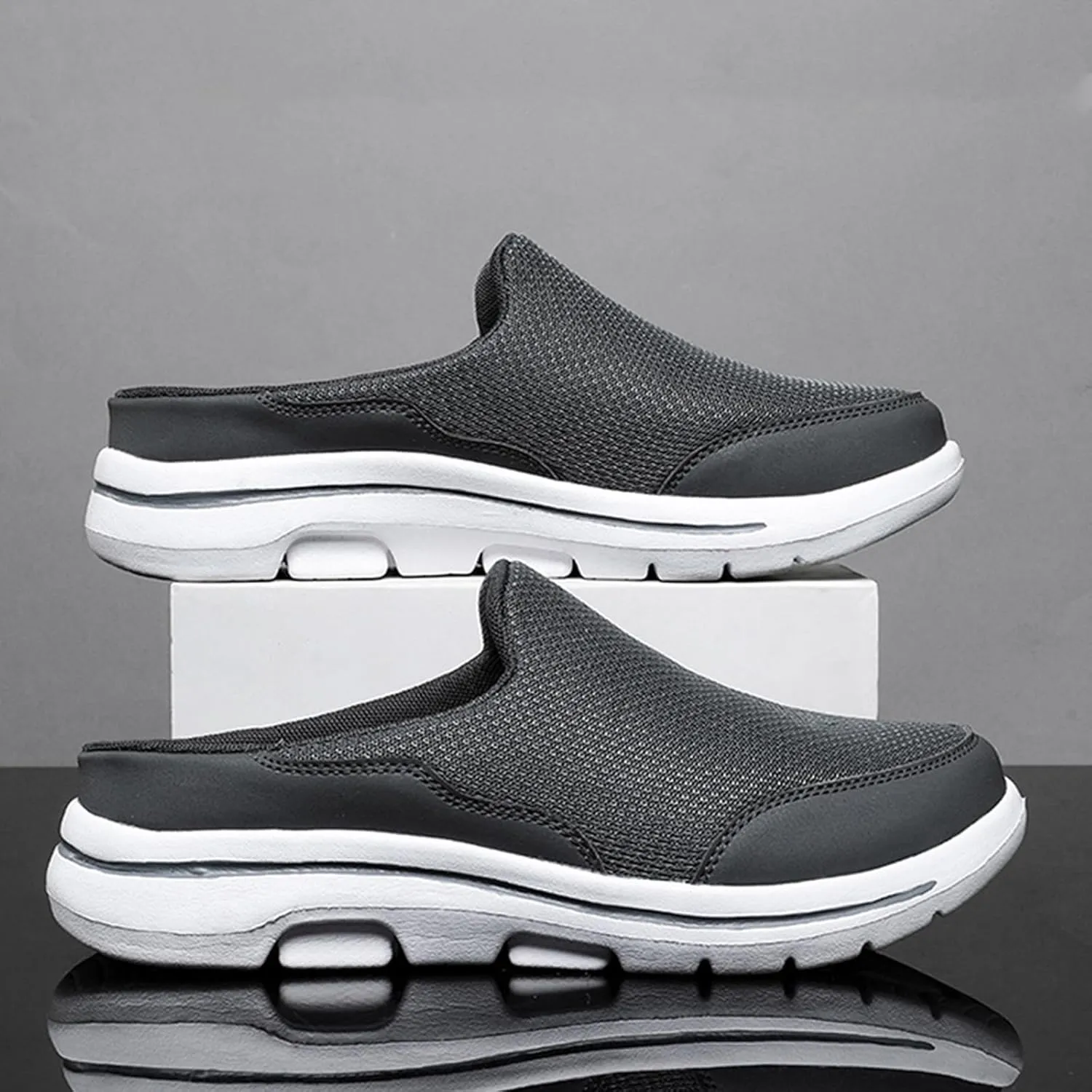Slip On Mules & Clogs for Womens Summer Lightweight Open Back Walking Shoes Casual Breathable Mesh Closed Toe Slides Fashion Comfortable Color Block Slippers