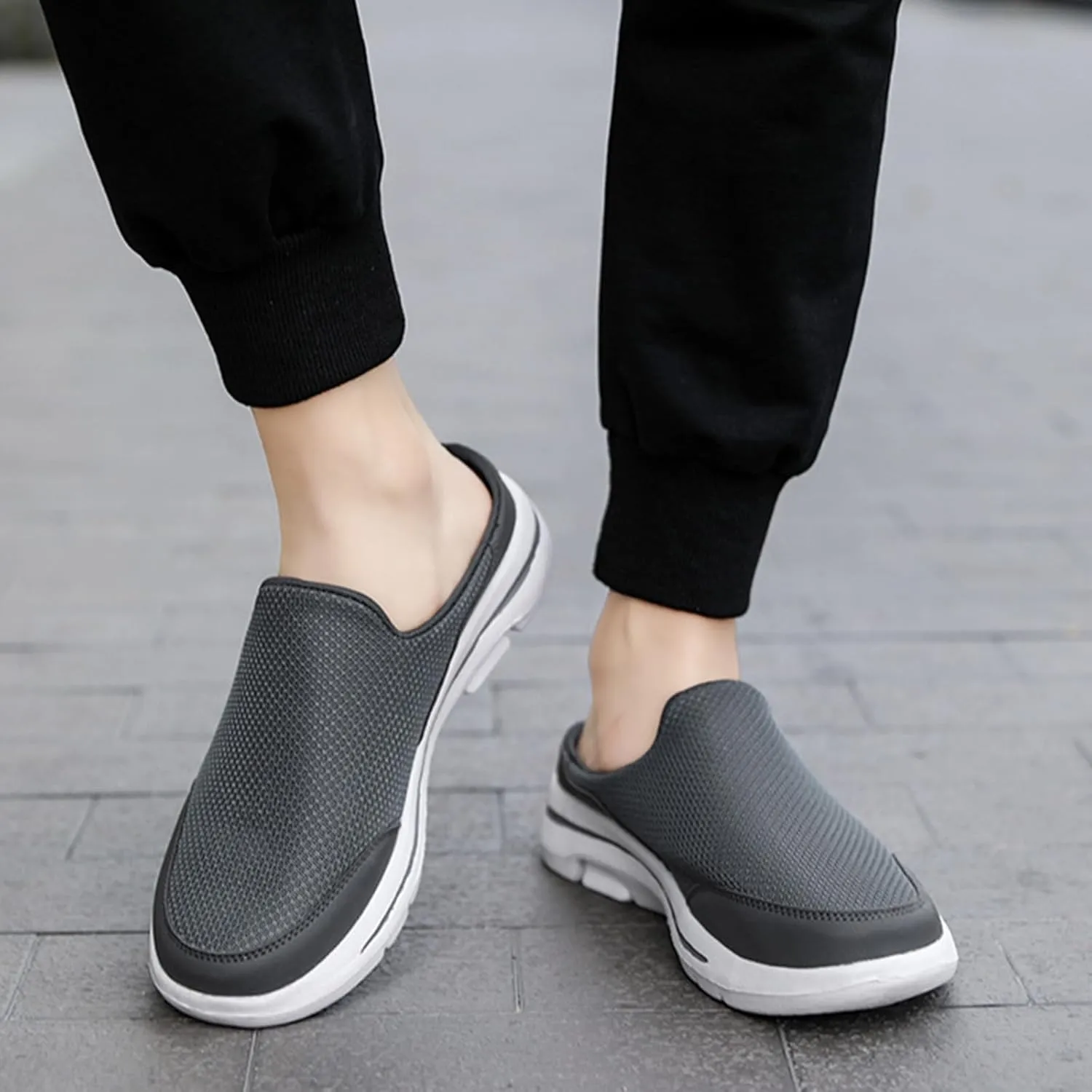 Slip On Mules & Clogs for Womens Summer Lightweight Open Back Walking Shoes Casual Breathable Mesh Closed Toe Slides Fashion Comfortable Color Block Slippers