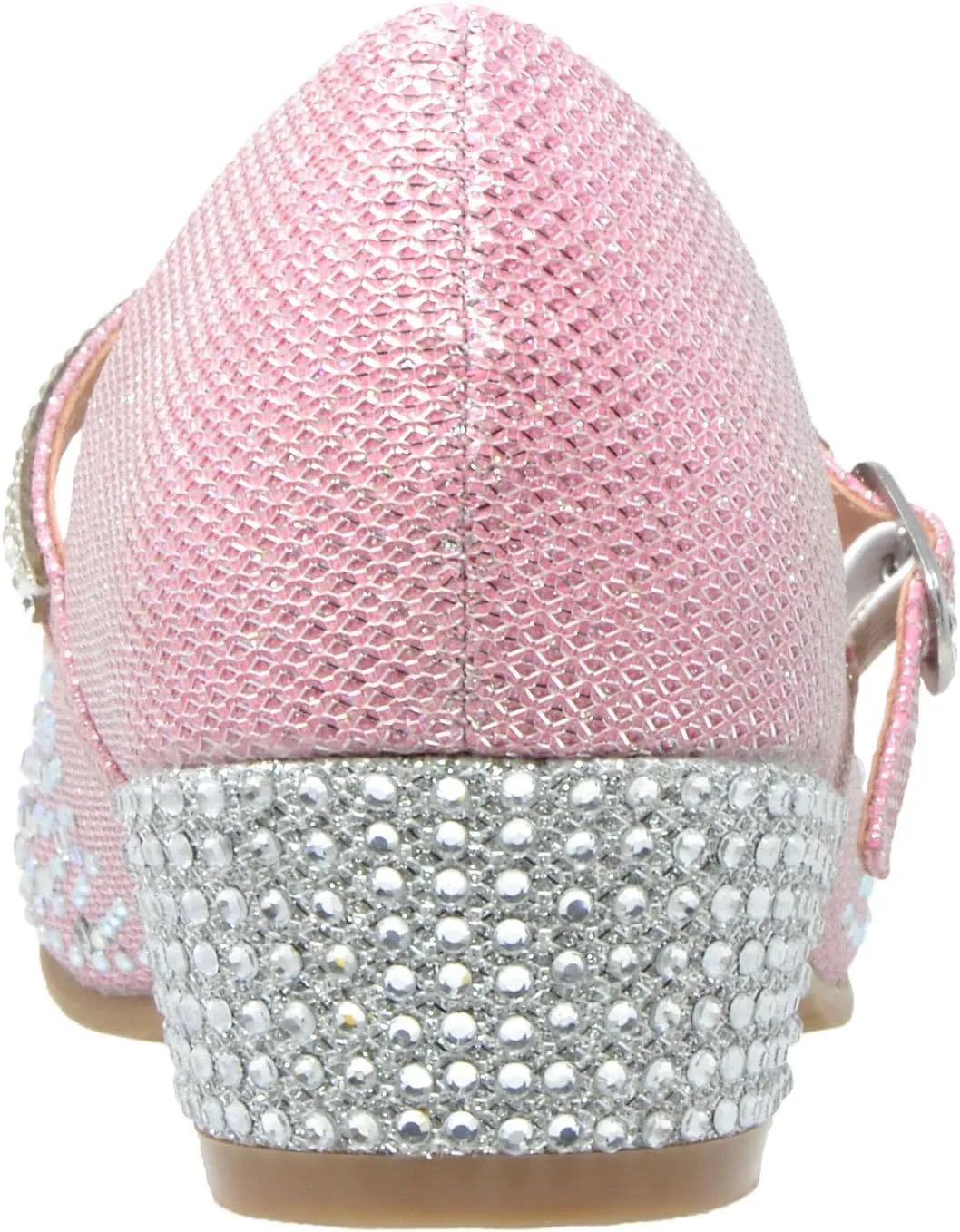 SOBEYO Kids Dress Shoes Low Chunky Heel Mary Jane Girls Pumps Rhinestone Strap