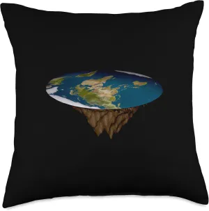 Society T-Shirt Flat Earth Map Model Globe Throw Pillow, 18x18, Multicolor