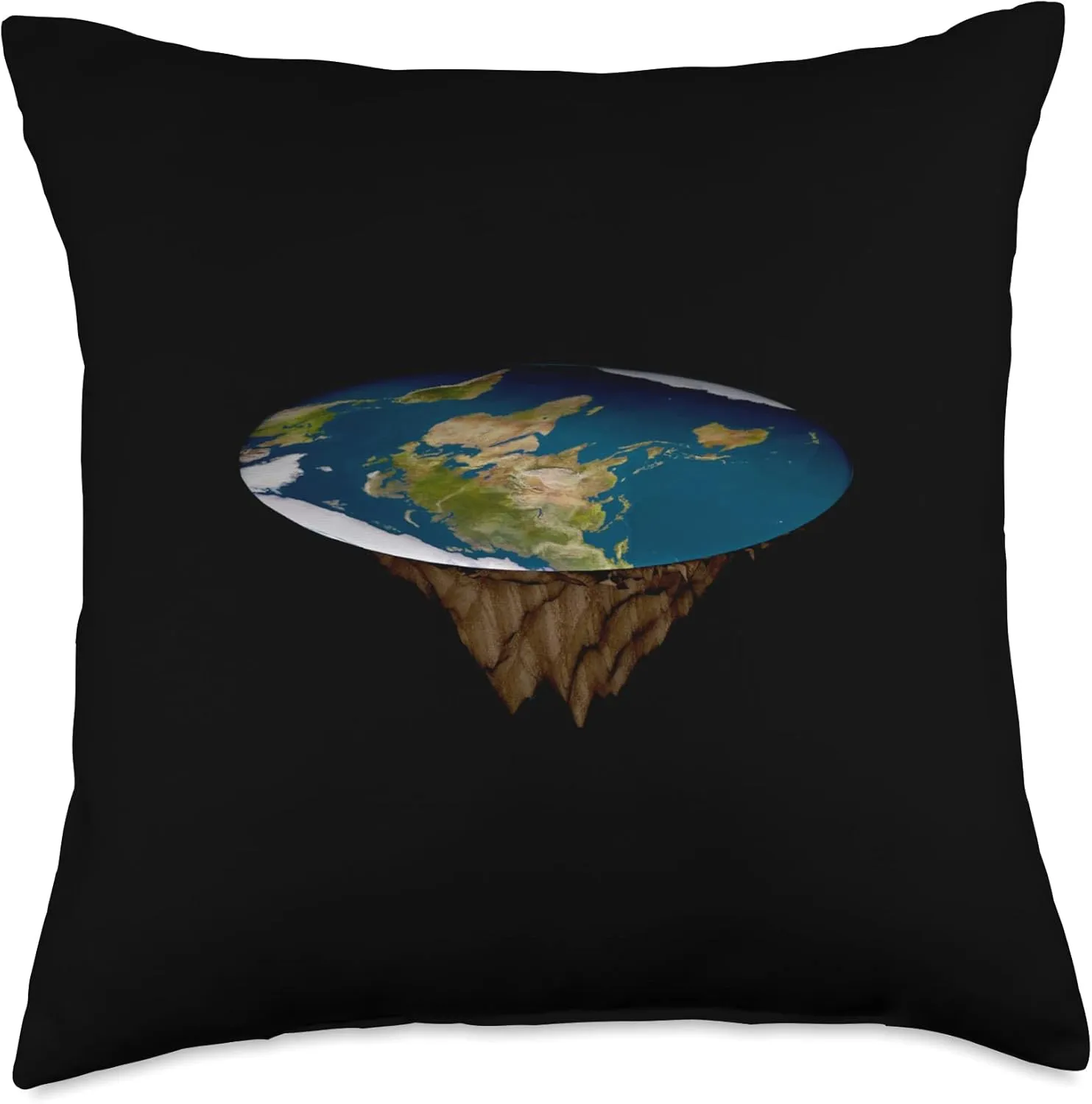 Society T-Shirt Flat Earth Map Model Globe Throw Pillow, 18x18, Multicolor