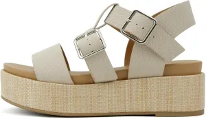 Soda “Drifter” ~ Women Flatform Multi Strap Double Buckle Open Toe Ankle Strap Platform Wedge Sandals