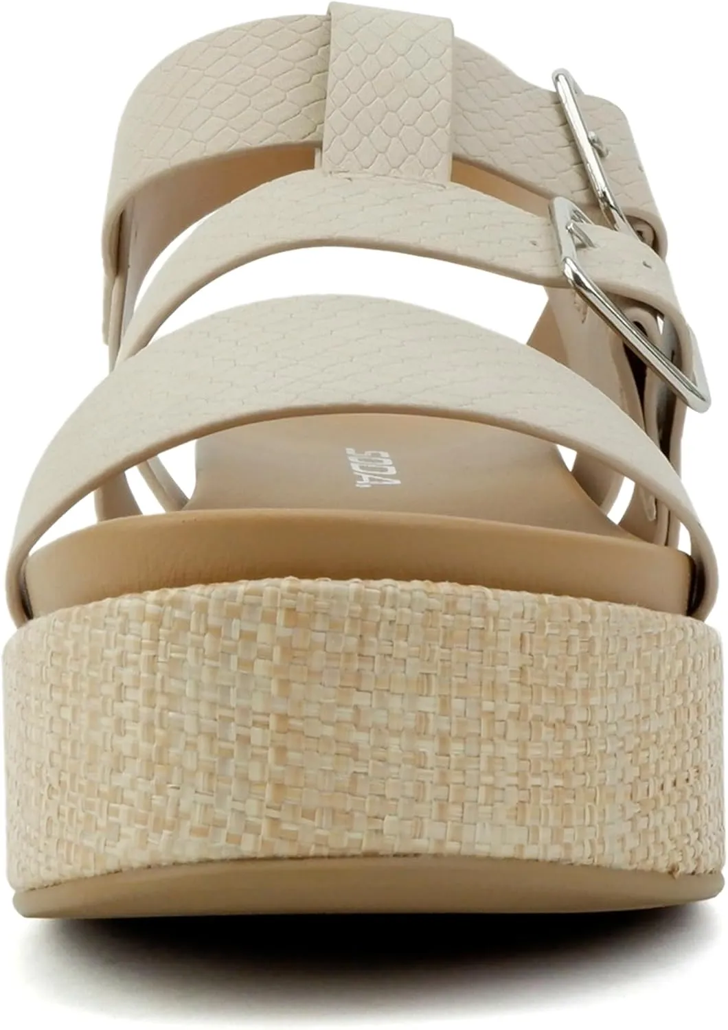 Soda “Drifter” ~ Women Flatform Multi Strap Double Buckle Open Toe Ankle Strap Platform Wedge Sandals