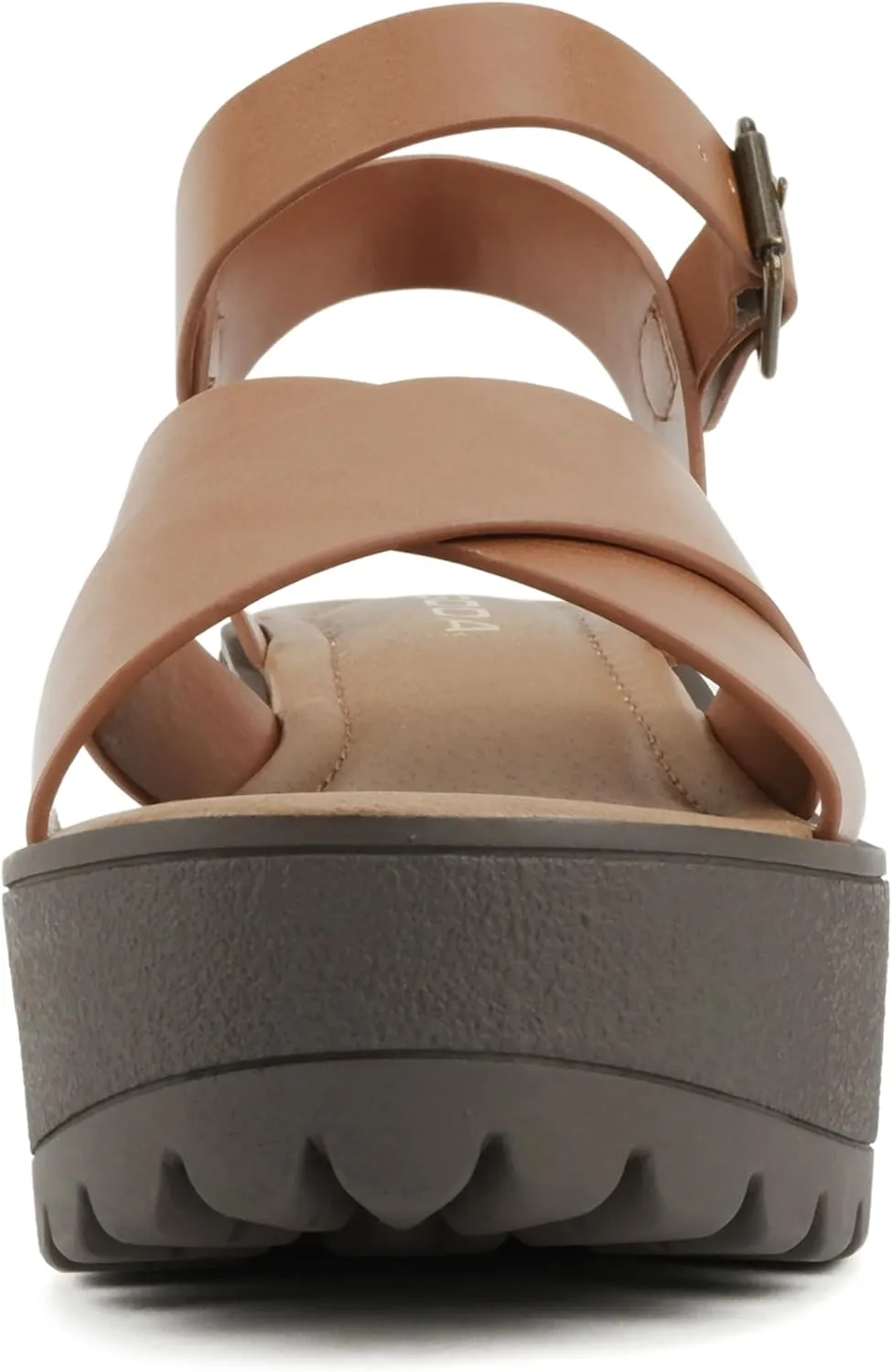 Soda “Joey” ~ Women Open Toe Criss Cross Strap Mid Heel Sandal with Adjustable Ankle Strap