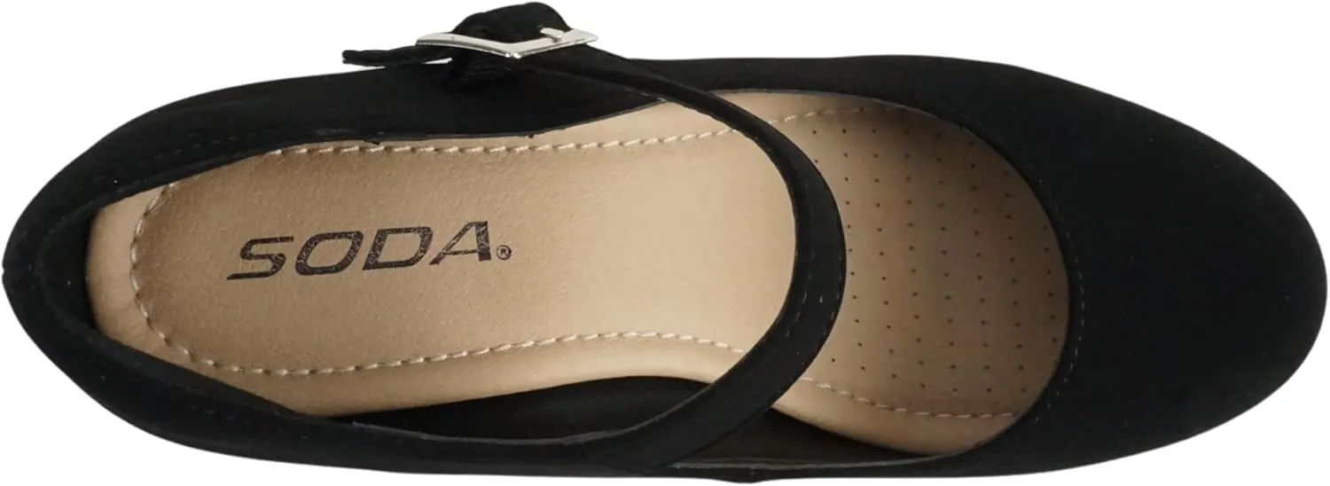 Soda Merry ~ Womens Mary Jane Strap Comfortable Platform Wedge Pump Heel Shoes (Wide Fit Available)