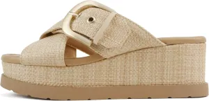 Soda “Ranger” ~ Women Open Toe Crisscross Band Wedge Sandals with Buckle Strap