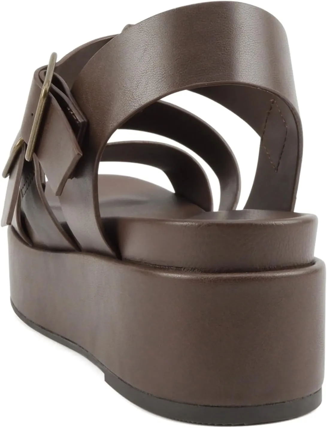Soda “STELLAR” ~ Women Flatform Multi Strap Double Buckle Open Toe Ankle Strap Platform Wedge Sandals