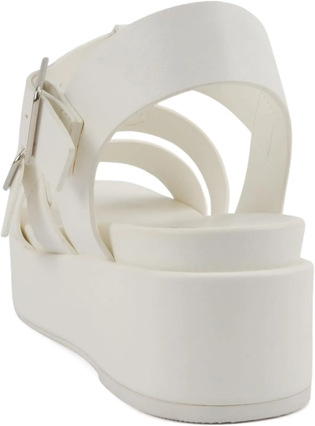 Soda “STELLAR” ~ Women Flatform Multi Strap Double Buckle Open Toe Ankle Strap Platform Wedge Sandals