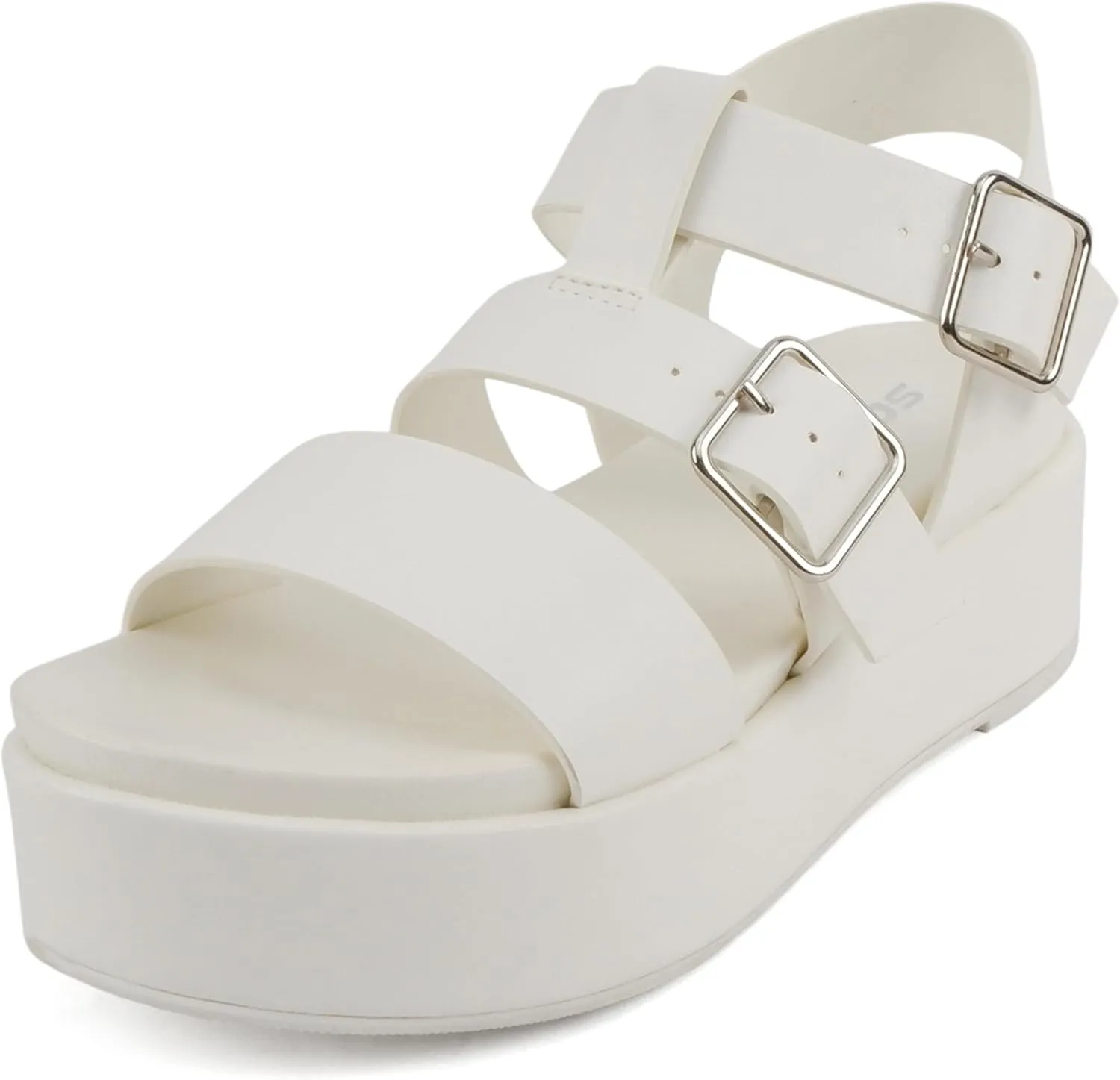 Soda “STELLAR” ~ Women Flatform Multi Strap Double Buckle Open Toe Ankle Strap Platform Wedge Sandals