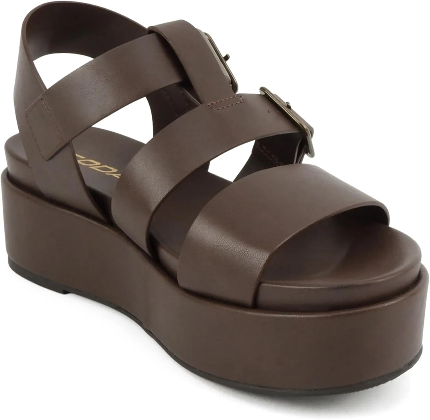Soda “STELLAR” ~ Women Flatform Multi Strap Double Buckle Open Toe Ankle Strap Platform Wedge Sandals