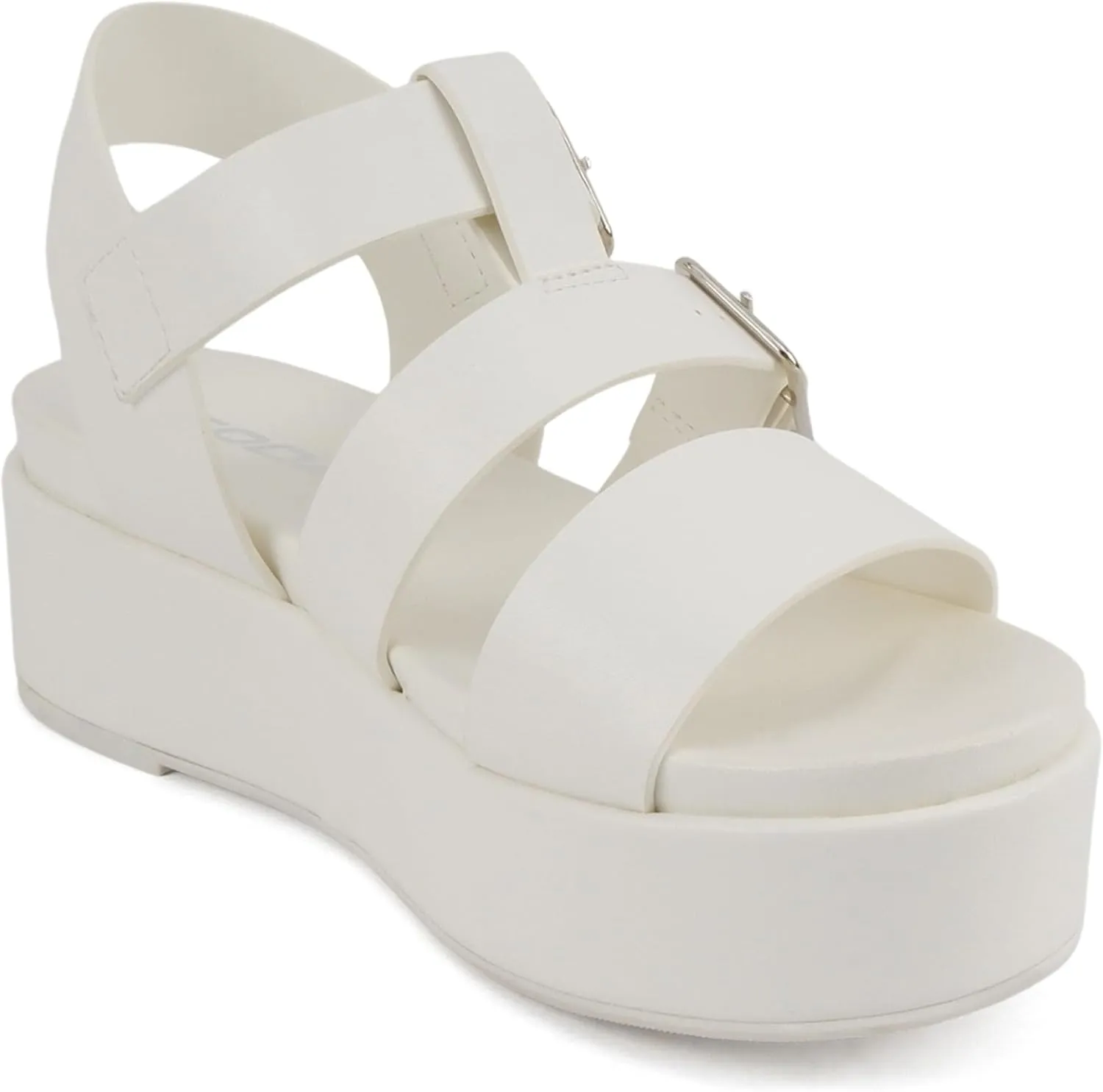 Soda “STELLAR” ~ Women Flatform Multi Strap Double Buckle Open Toe Ankle Strap Platform Wedge Sandals