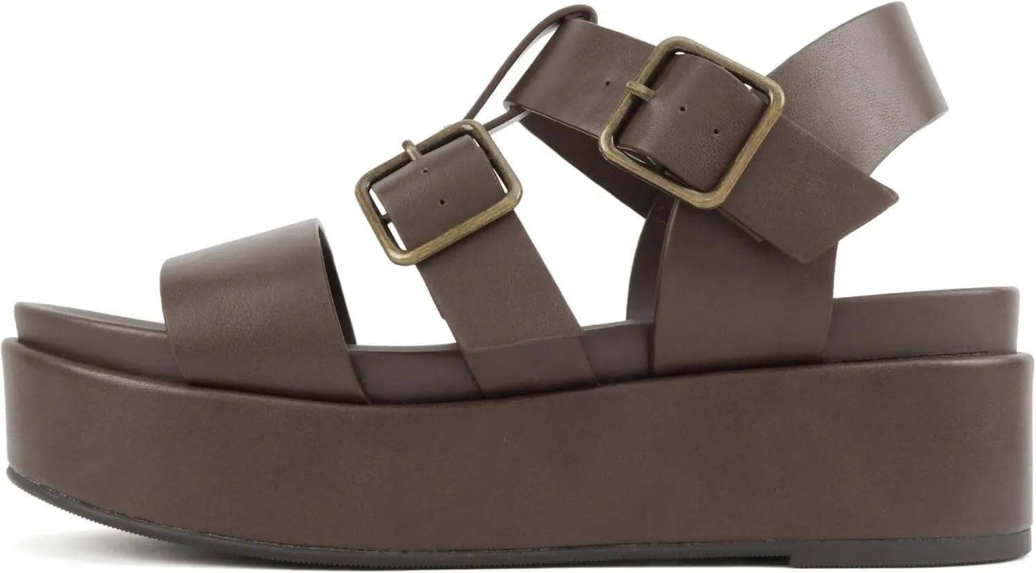 Soda “STELLAR” ~ Women Flatform Multi Strap Double Buckle Open Toe Ankle Strap Platform Wedge Sandals