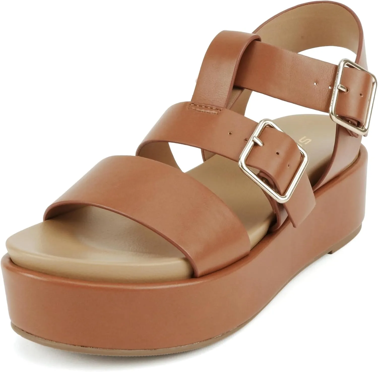 Soda “STELLAR” ~ Women Flatform Multi Strap Double Buckle Open Toe Ankle Strap Platform Wedge Sandals