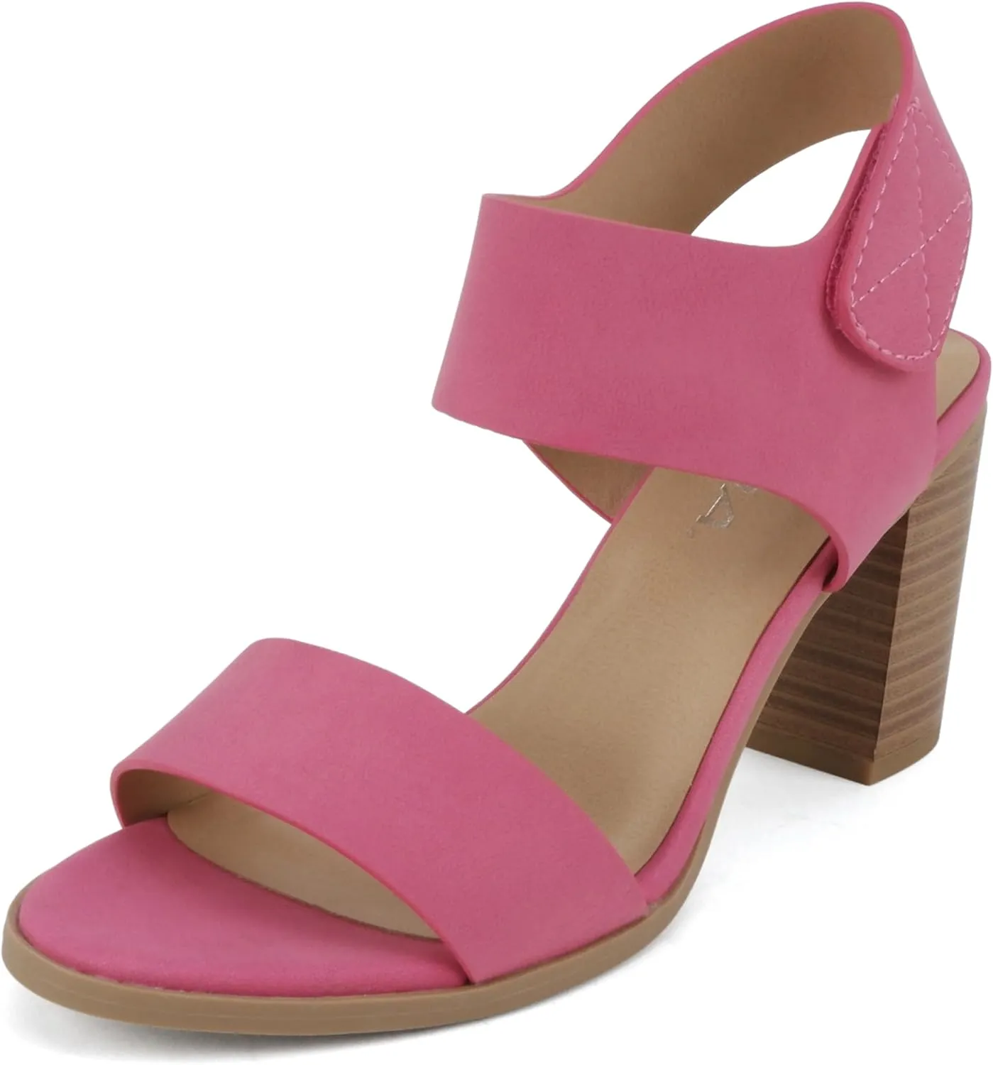 SODA Topshoeave Wait Womens Open Toe Chunky Heel Ankle Strap Shoes Block High Heel Dress Sandals
