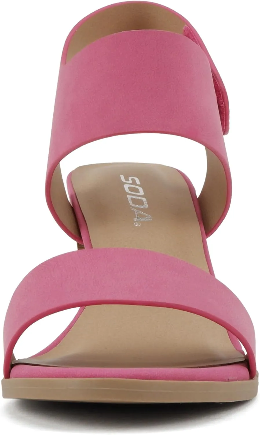 SODA Topshoeave Wait Womens Open Toe Chunky Heel Ankle Strap Shoes Block High Heel Dress Sandals