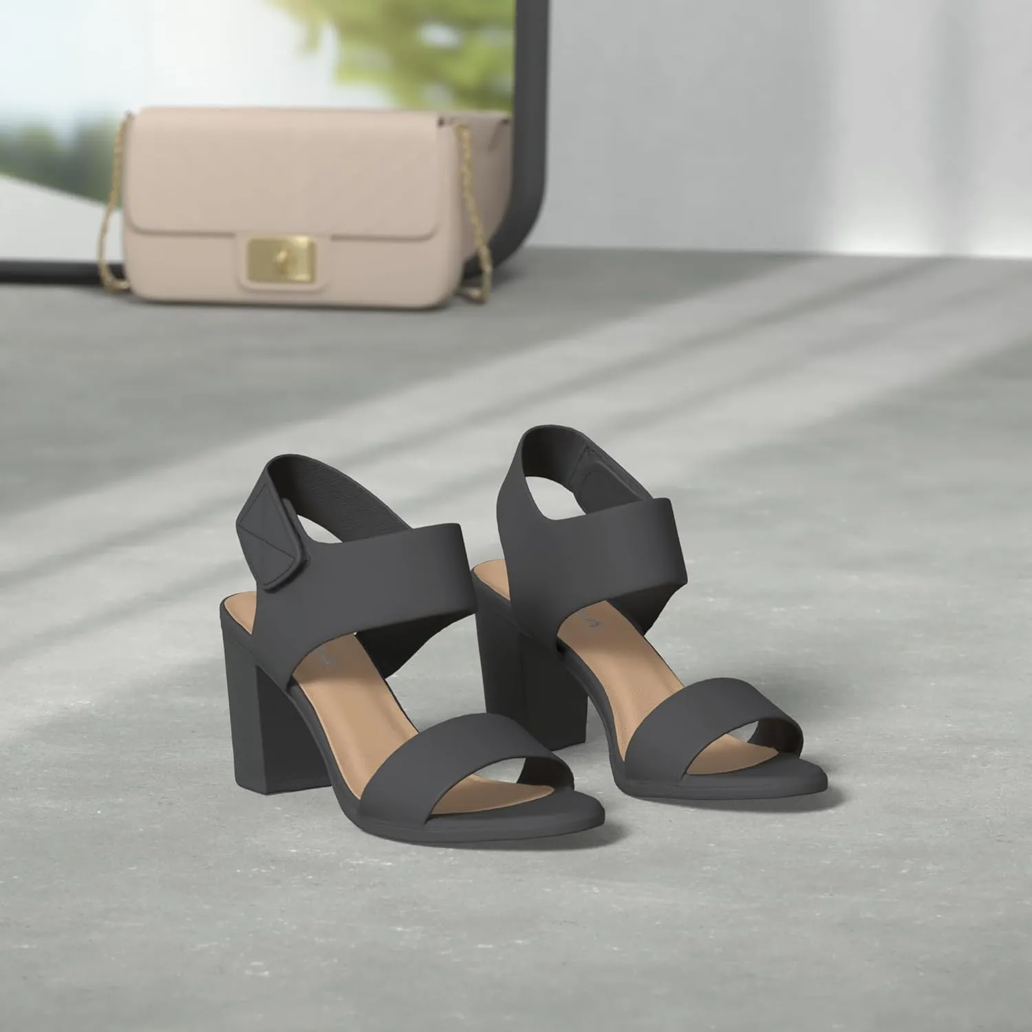SODA Topshoeave Wait Womens Open Toe Chunky Heel Ankle Strap Shoes Block High Heel Dress Sandals