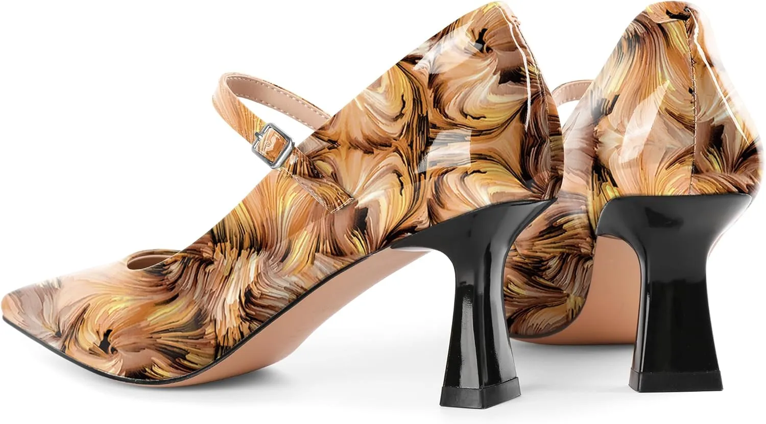 Soireelady Womens Kitten Heel Mary Jane Shoes Low Heel Little Square Toe Pumps Comfort Fashion Dress Shoes 2.5 Inches