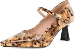 Soireelady Womens Kitten Heel Mary Jane Shoes Low Heel Little Square Toe Pumps Comfort Fashion Dress Shoes 2.5 Inches