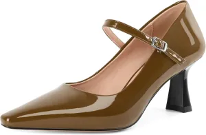Soireelady Womens Kitten Heel Mary Jane Shoes Low Heel Little Square Toe Pumps Comfort Fashion Dress Shoes 2.5 Inches
