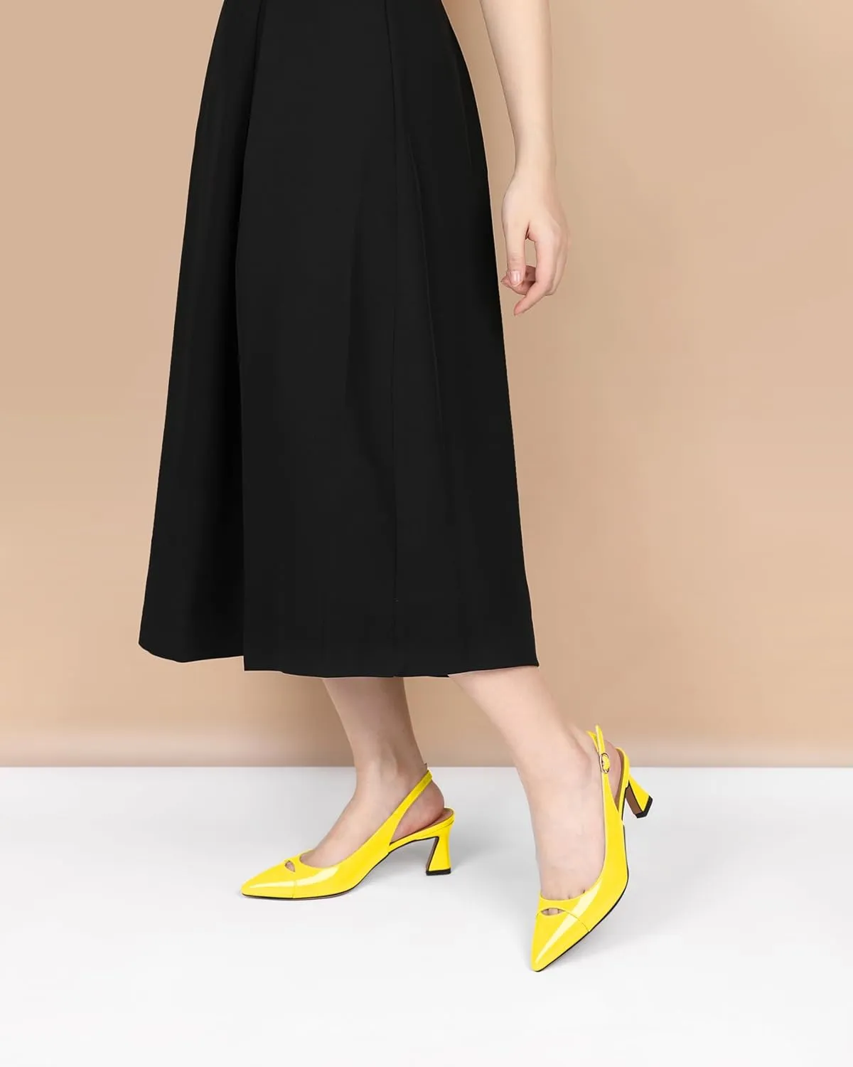 Soireelady Womens Kitten Heels Slingback Low Heel Closed Pointed Toe Pumps Comfort Fashion Dress Shoes Patent Leather 2.5 Inches