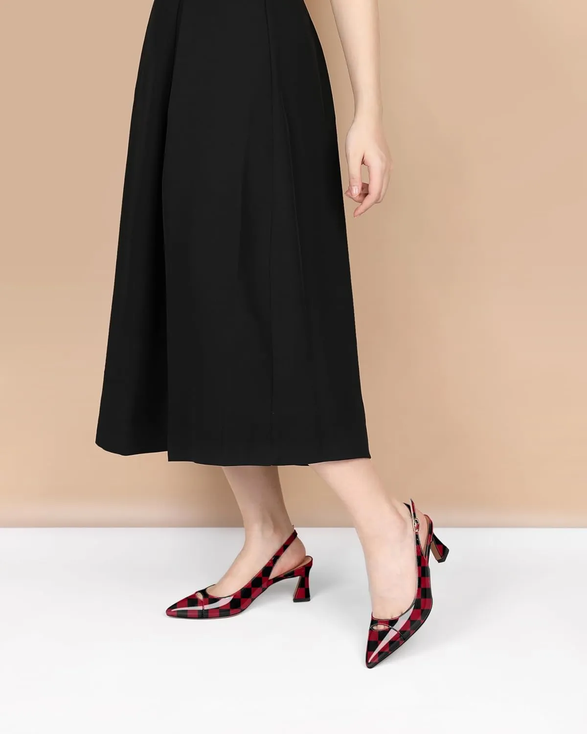 Soireelady Womens Kitten Heels Slingback Low Heel Closed Pointed Toe Pumps Comfort Fashion Dress Shoes Patent Leather 2.5 Inches