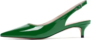 Soireelady Women's Pointed Toe Kitten Heel Pumps Slingback Ankle Strap Work Low Heels Office Party Dress Buckle Shoes