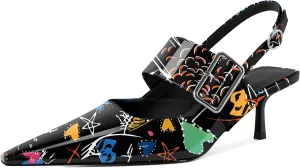Soireelady Womens Pointed Toe Slingback Kitten Heels, Low Heels Buckle Strap Mary Jane Style 2.5 Inch Dress Pumps Shoes