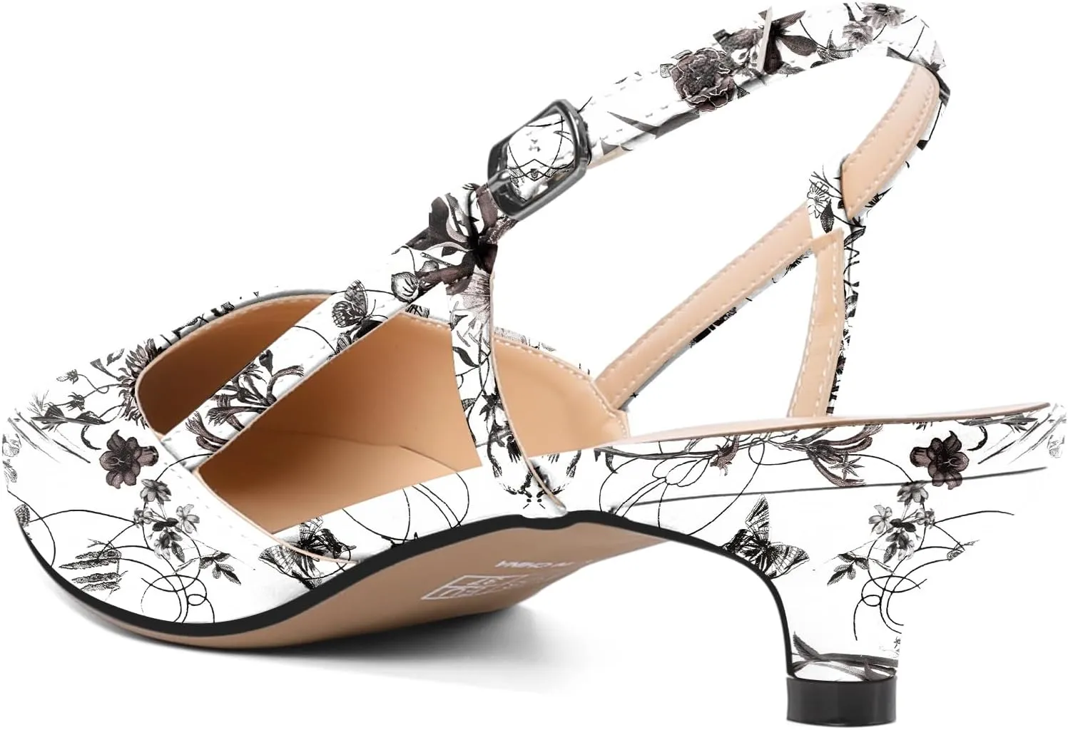 Soireelady Womens Slingback Kitten Heels Low Heel Closed Pointed Toe Pumps with Adjustiable Strap Comfort Dress Shoes 1.5 Inches