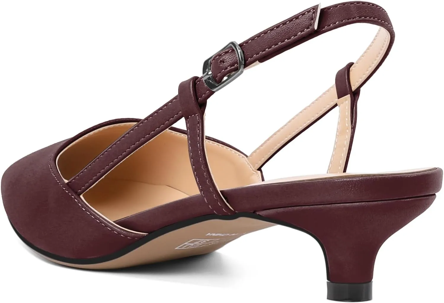 Soireelady Womens Slingback Kitten Heels Low Heel Closed Pointed Toe Pumps with Adjustiable Strap Comfort Dress Shoes 1.5 Inches