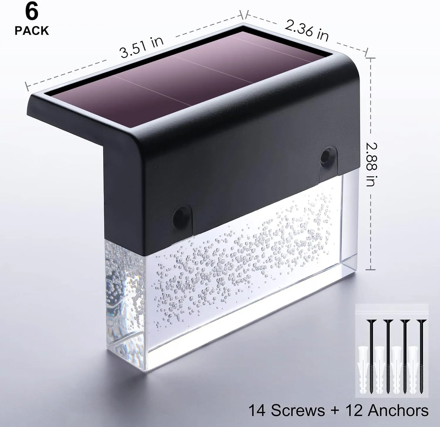 Solar Deck Lights, Led Solar Step Lights Outdoor for Stair, Fence, Patio, Garden Pathway, Step, Super Bright 10 lumens, 2 Lighting Modes, Acrylic Bubbles Warm White/Color Changing 6 Pack