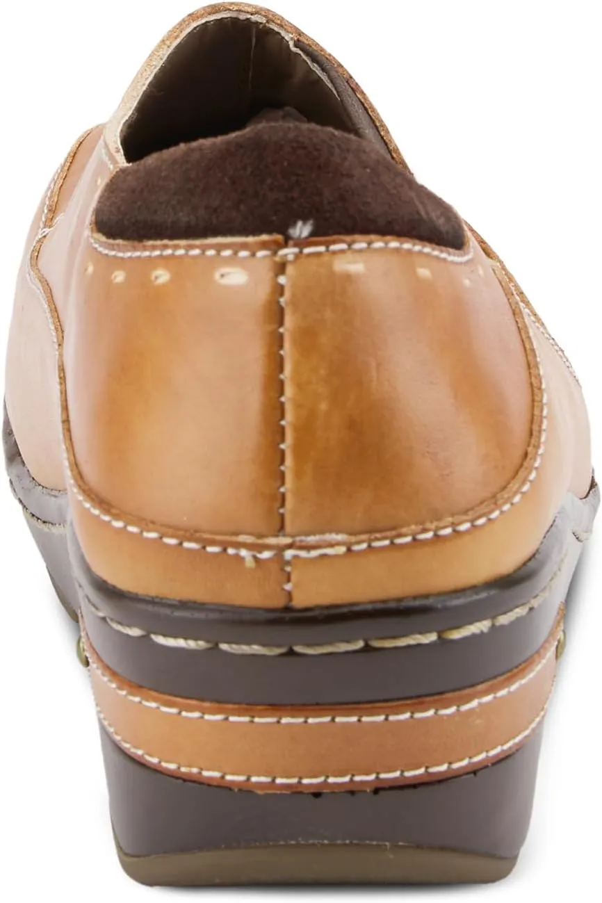 Spring Step L'artiste Burbank Leather Clogs for Women | Designer Hand-Painted Slip-On Shoes | Ladies Casual Platform Clog