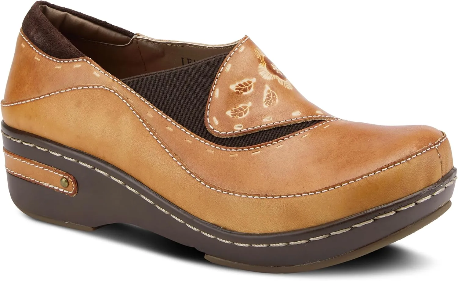 Spring Step L'artiste Burbank Leather Clogs for Women | Designer Hand-Painted Slip-On Shoes | Ladies Casual Platform Clog