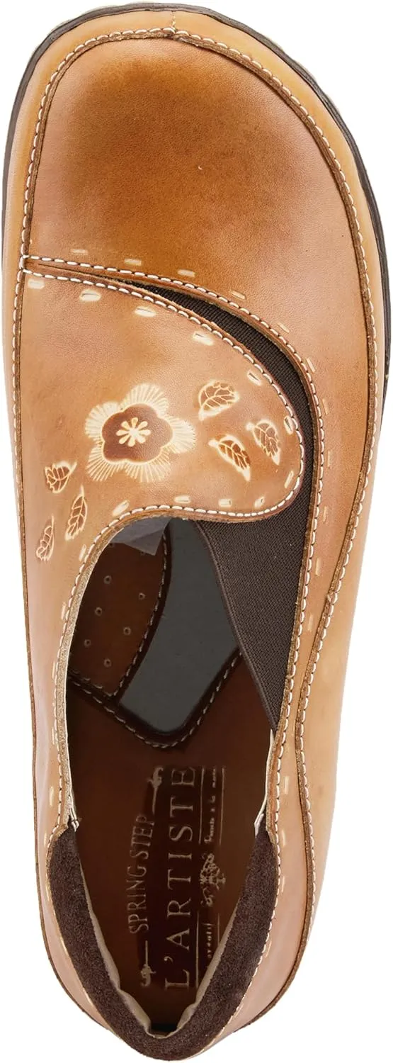 Spring Step L'artiste Burbank Leather Clogs for Women | Designer Hand-Painted Slip-On Shoes | Ladies Casual Platform Clog