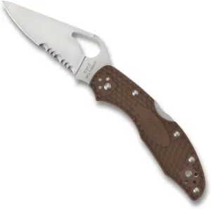 Spyderco Byrd Meadowlark 2 Lightweight Knife with 2.90" Stainless Steel Blade and Brown Non-Slip FRN Handle - CombinationEdge - BY04PSBN2