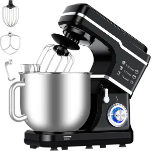 Stand Mixer 7.5QT Dough Mixer 10 Speeds Tilt-Head Food Mixer Electric Stand Mixer with Stainless Steel Bowl, Dough Hook, Egg Whisk, Flat Beater, Splash Guard 300W Cake Mixer Black (MC1)